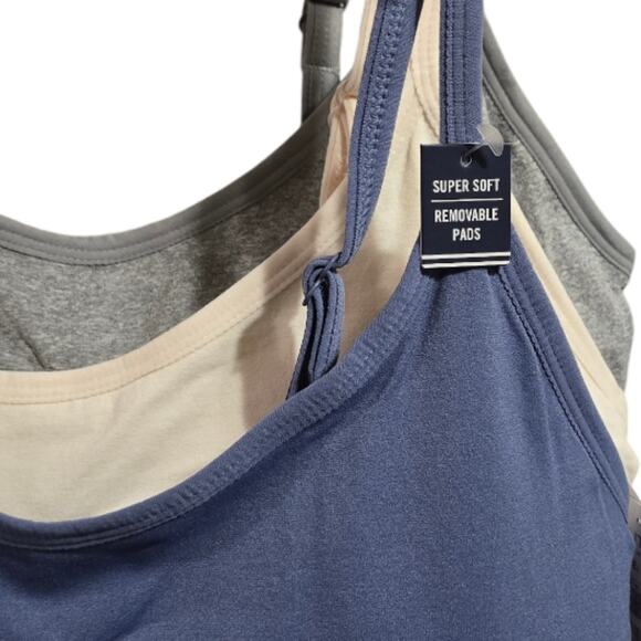 Nautica 3Pk Lounge Active Comfy Athletic Blue Sports Bra Bralettes Set Plus size - Picture 3 of 11